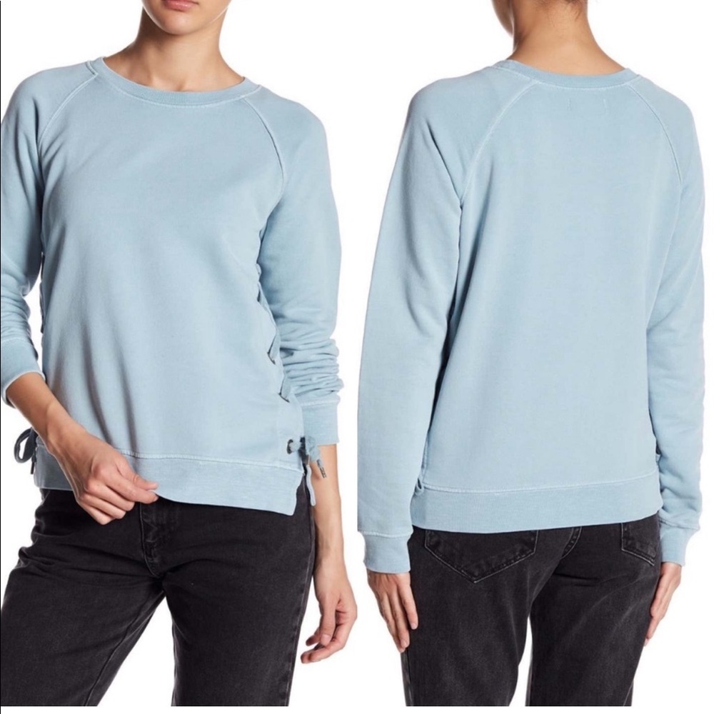 Sincerely Jules Baby Sky Blue Lace Up Sweatshirt Small